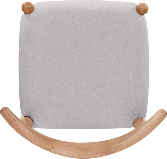 Beige Fabric Dining Chairs With Oak Finish 2 Pack Set