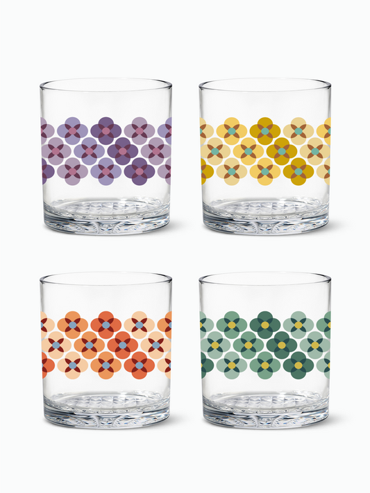 70's Flower Pattern - RESERVE 12oz Old Fashioned Tritan™ Copolyester Glass